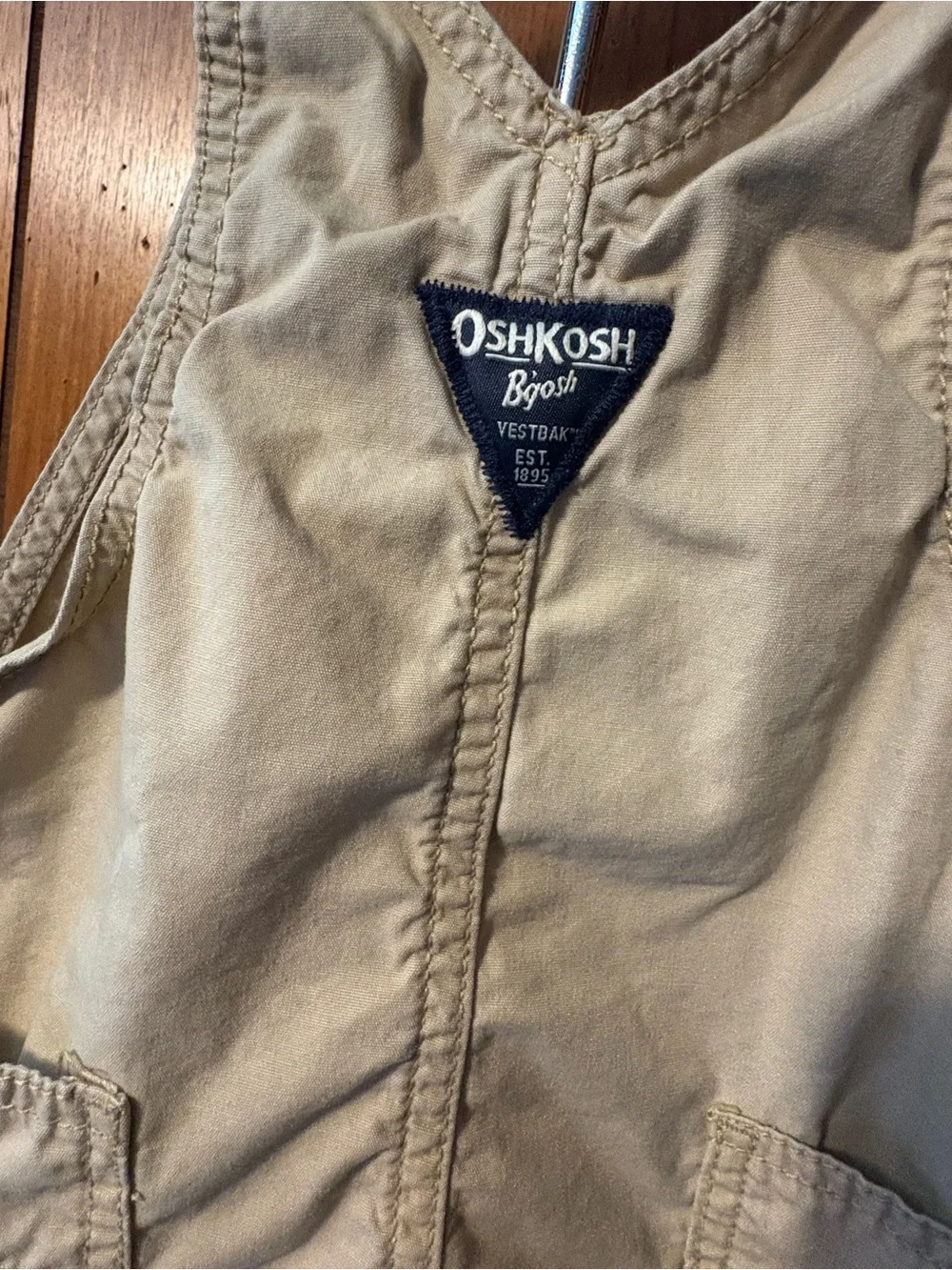 OshKosh B'gosh Beige Overalls with Plaid Cuff